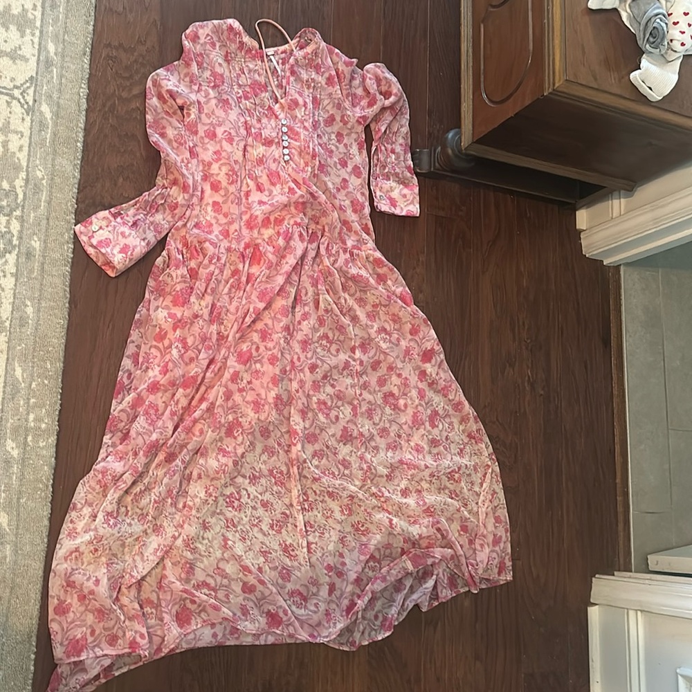 Free people feeling groovy summertime pink maxi dress XS